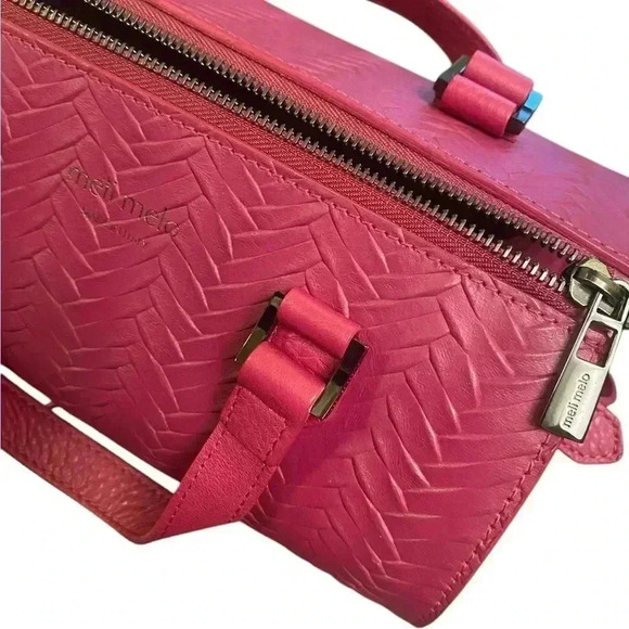 MELI MELO Vera Woven Leather Duffel Satchel In Magenta - Picture 11 of 12